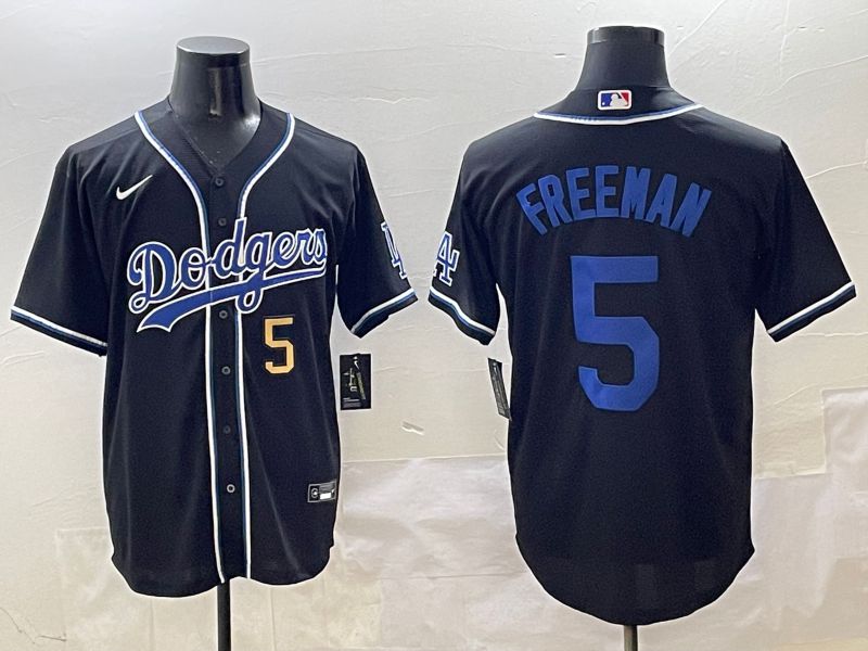 Men 2025 Los Angeles Dodgers 5 Freeman Black Three generations Fashion Nike MLB Jersey style 12
